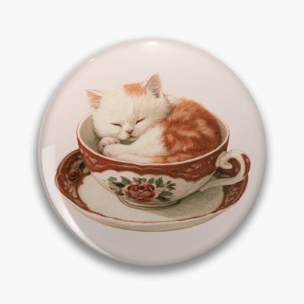 Item preview, Sleepy Little Tea Cat designed and sold by bubblyrainbow.
