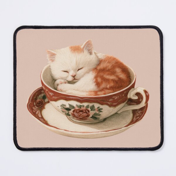 Item preview, Sleepy Little Tea Cat designed and sold by bubblyrainbow.