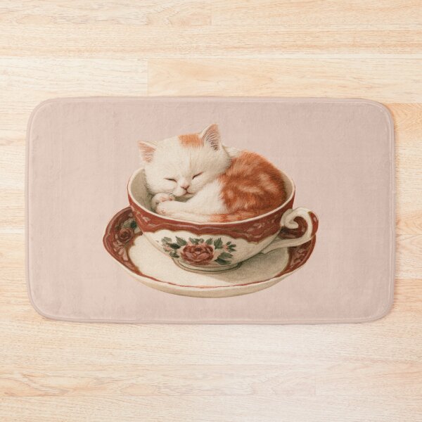 Item preview, Sleepy Little Tea Cat designed and sold by bubblyrainbow.