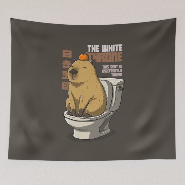 Item preview, The White Throne - Funny Capybara on Toilet designed and sold by ZenReiArt.