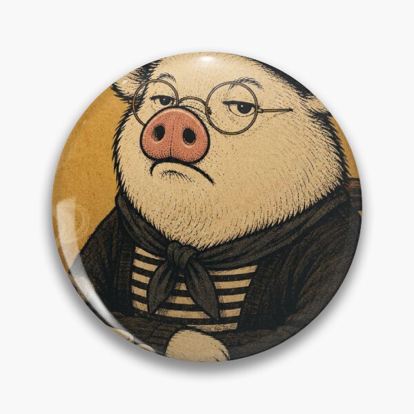 Item preview, Bonjour Mon Amour - Pig in Beret with Coffee and Croissant Vintage Poster •   designed and sold by BRTHRCNK01.