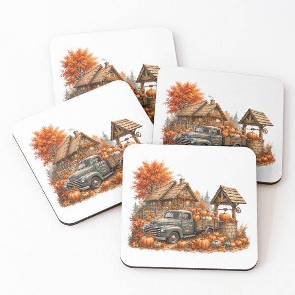 Item preview, Vintage Autumn Pumpkin Farm with Classic Truck designed and sold by QuiteOrbit.