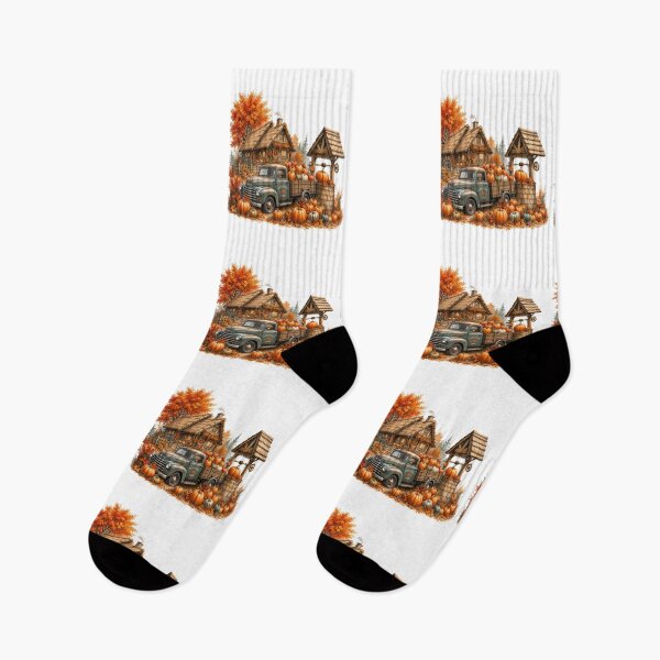 Item preview, Vintage Autumn Pumpkin Farm with Classic Truck designed and sold by QuiteOrbit.