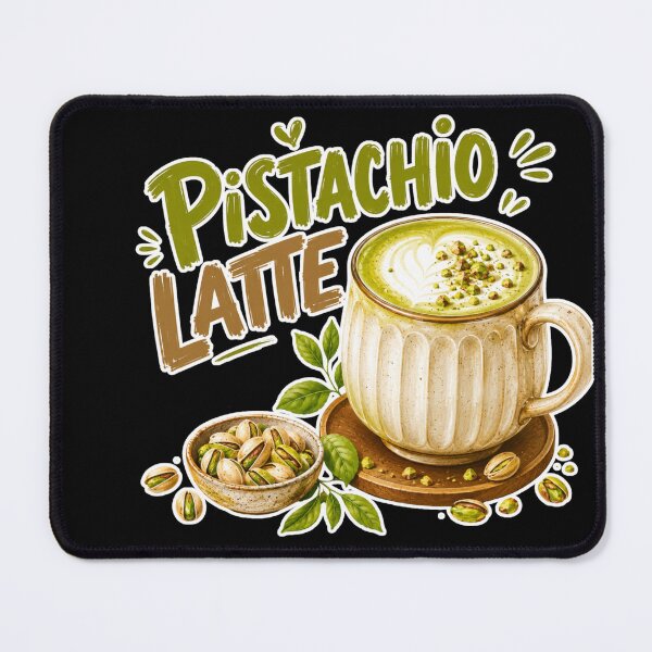 Item preview, Pistachio Latte | Creamy Nutty Gourmet Café Illustration designed and sold by UUniqueIImprint.