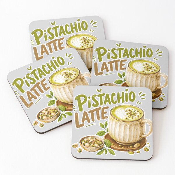 Item preview, Pistachio Latte | Creamy Nutty Gourmet Café Illustration designed and sold by UUniqueIImprint.