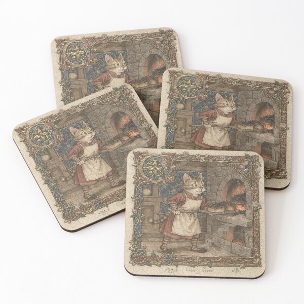 Item preview, Medieval Cat Baker Burning the Royal Bread designed and sold by PictorialWhimsy.