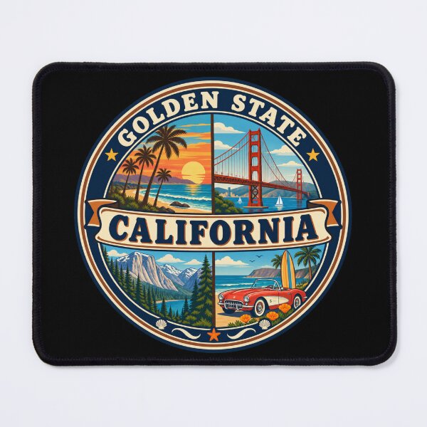 Item preview, California Vintage West Coast Scenic Travel Badge designed and sold by DreamLayerStudio.