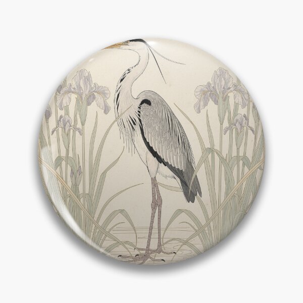 Item preview, Art Nouveau Heron Among Iris Flowers in Gold designed and sold by PictorialWhimsy.