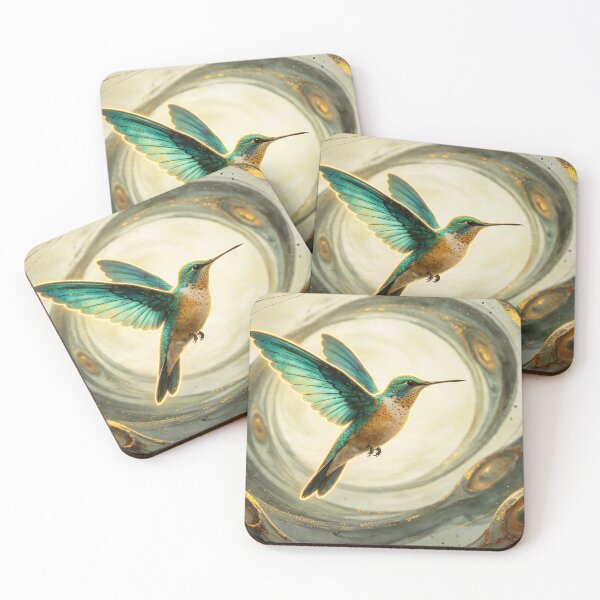 Item preview, Golden Flight - Surreal Hummingbird in Motion designed and sold by samitdigitalart.