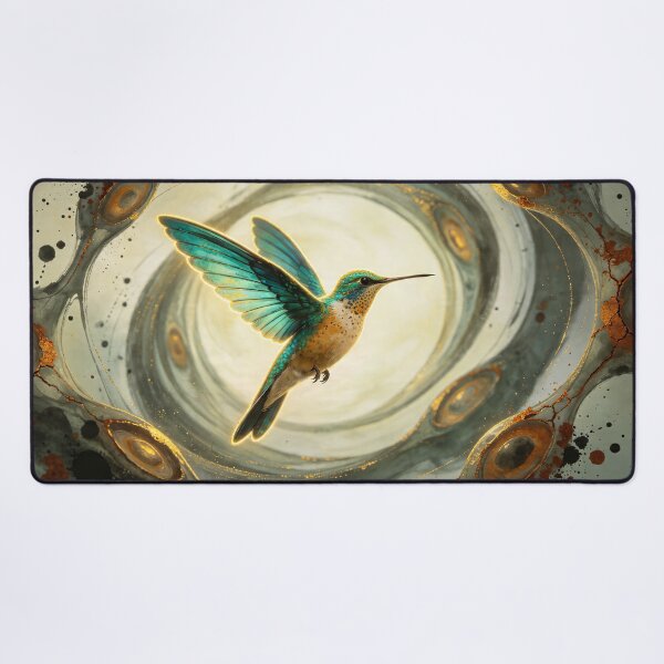 Item preview, Golden Flight - Surreal Hummingbird in Motion designed and sold by samitdigitalart.