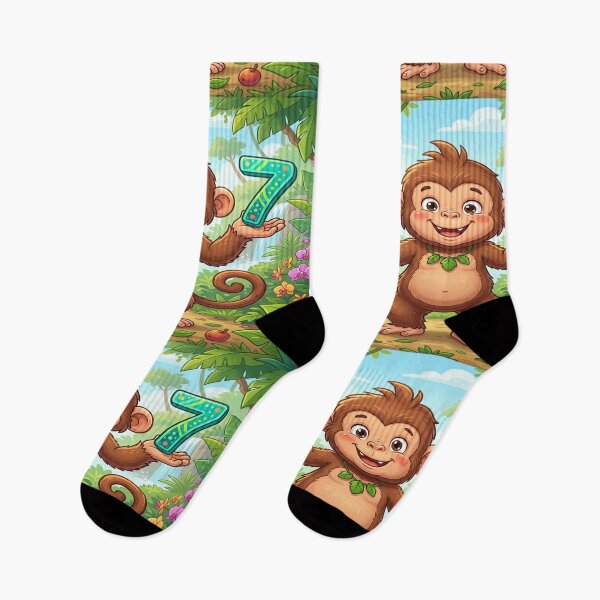 Item preview, Cute Monkey Holding Decorative Numbers 6 and 7 designed and sold by Solomon-Ent-144.