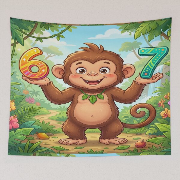 Item preview, Cute Monkey Holding Decorative Numbers 6 and 7 designed and sold by Solomon-Ent-144.