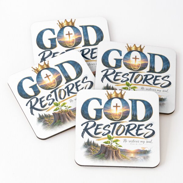 Item preview, God Restores Minimalist Bible Verse T-Shirt & Christian Wall Art designed and sold by Divine-Living.