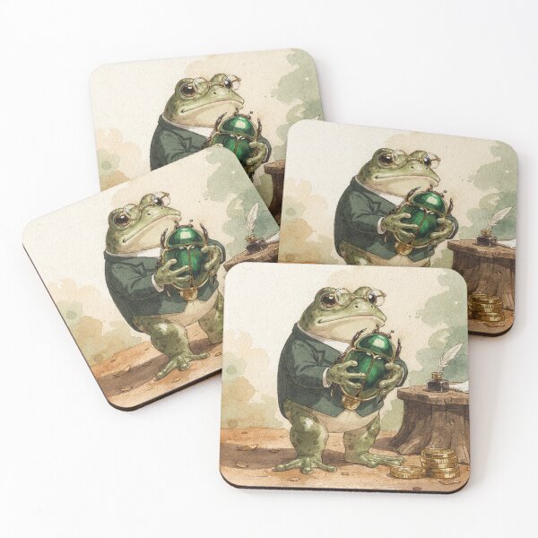 Item preview, Frog Banker Guarding One Shiny Coin designed and sold by PictorialWhimsy.