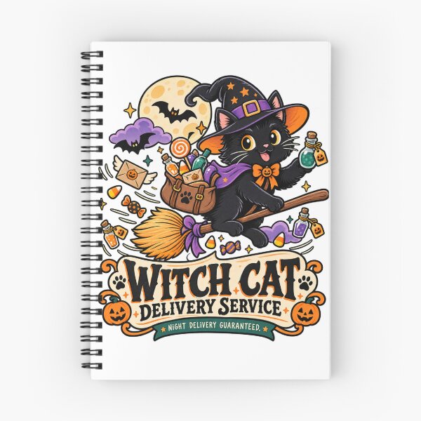 Item preview, Witch Cat Delivery Service | Cute Black Cat Halloween Witch Art designed and sold by DmaarGroup.