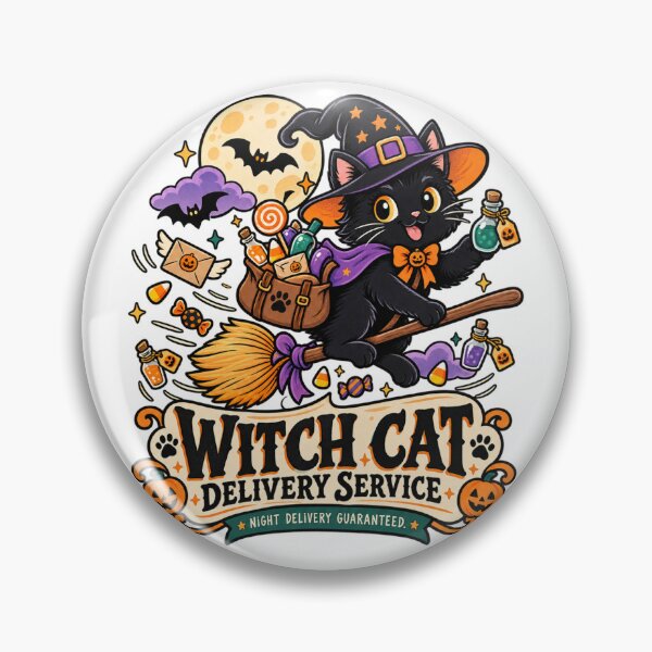 Item preview, Witch Cat Delivery Service | Cute Black Cat Halloween Witch Art designed and sold by DmaarGroup.