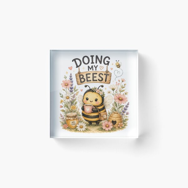 Item preview, Doing My Beest – Cute Funny Bee | Motivational Cottagecore Design designed and sold by DreamyBrushArt.