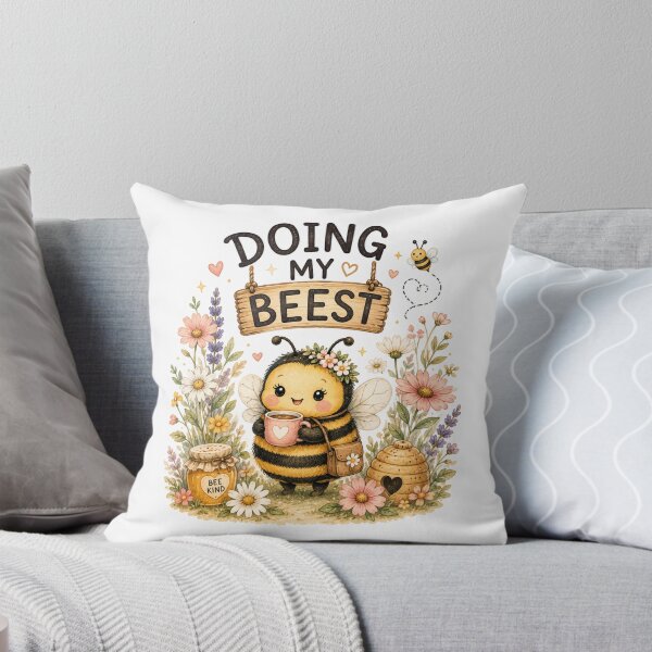 Item preview, Doing My Beest – Cute Funny Bee | Motivational Cottagecore Design designed and sold by DreamyBrushArt.