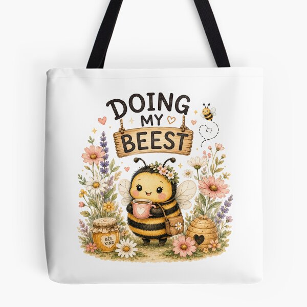 Item preview, Doing My Beest – Cute Funny Bee | Motivational Cottagecore Design designed and sold by DreamyBrushArt.