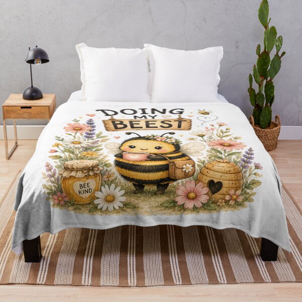 Item preview, Doing My Beest – Cute Funny Bee | Motivational Cottagecore Design designed and sold by DreamyBrushArt.