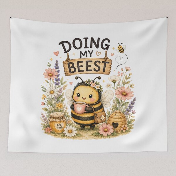 Item preview, Doing My Beest – Cute Funny Bee | Motivational Cottagecore Design designed and sold by DreamyBrushArt.