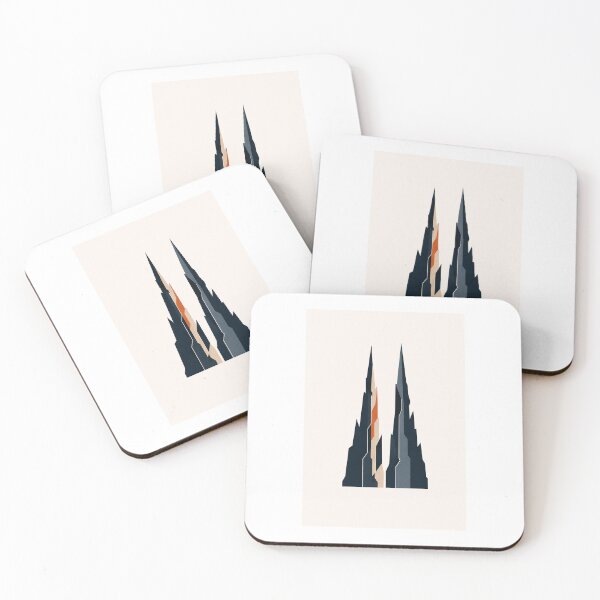 Item preview, Silent Spires | Minimal Nordic Twin Vertical Structural Art designed and sold by Norvian.