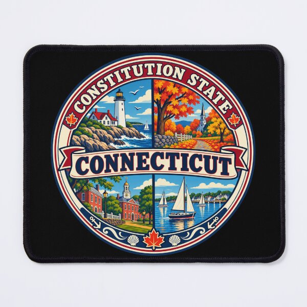 Item preview, Connecticut Vintage New England Coastal Travel Badge designed and sold by DreamLayerStudio.