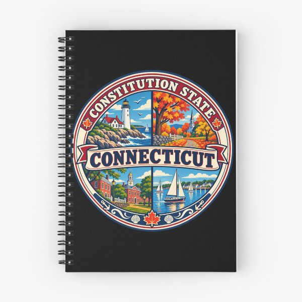 Item preview, Connecticut Vintage New England Coastal Travel Badge designed and sold by DreamLayerStudio.