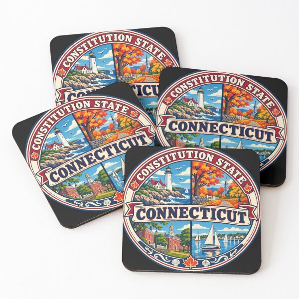 Item preview, Connecticut Vintage New England Coastal Travel Badge designed and sold by DreamLayerStudio.