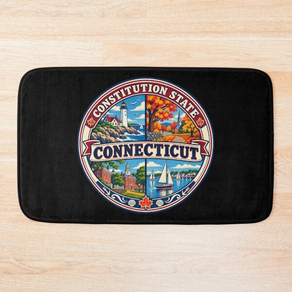Item preview, Connecticut Vintage New England Coastal Travel Badge designed and sold by DreamLayerStudio.
