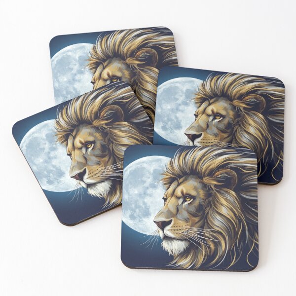 Item preview, Lion Under the Full Moon - Royal power, flamboyant mane and starry night designed and sold by NeyhineAngelionShop.