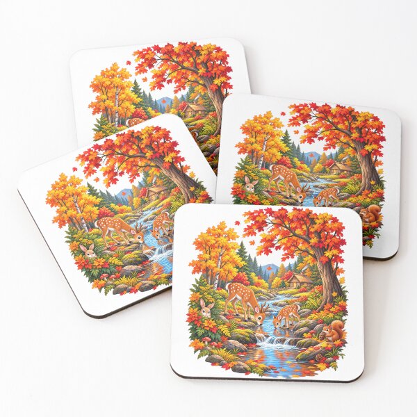 Item preview, Cozy Autumn Woodland Scene with Deer, Rabbit and Squirrel designed and sold by QuiteOrbit.