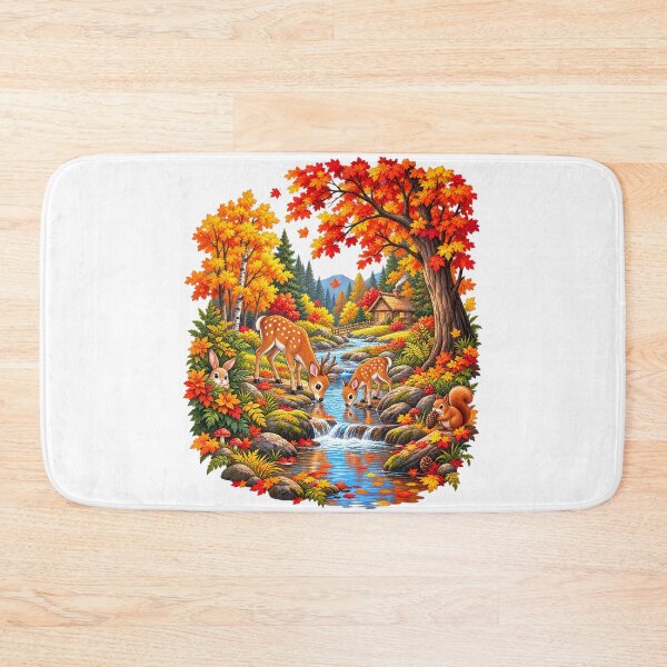 Item preview, Cozy Autumn Woodland Scene with Deer, Rabbit and Squirrel designed and sold by QuiteOrbit.