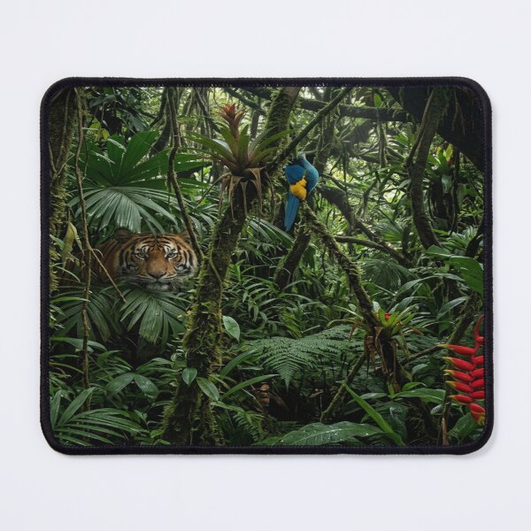 Item preview, Dense forest, tiger, macaw, and orchids. designed and sold by Solomon-Ent-144.