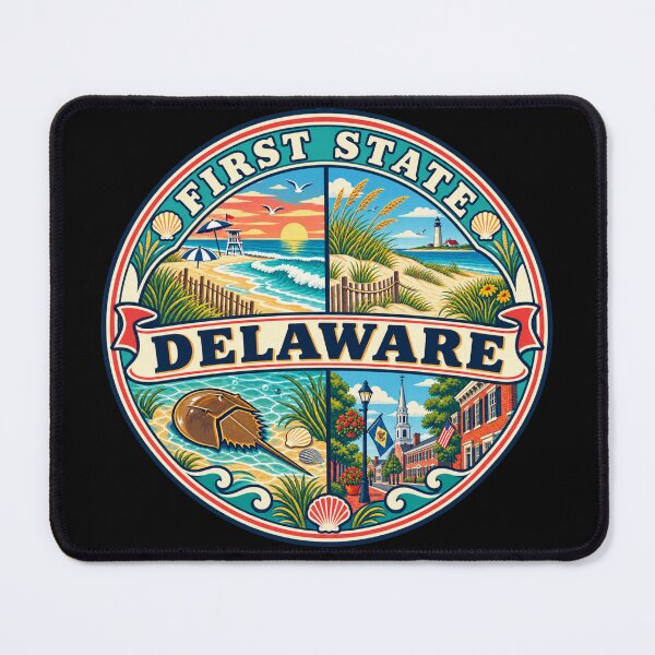 Item preview, Delaware Vintage Coastal First State Travel Badge designed and sold by DreamLayerStudio.