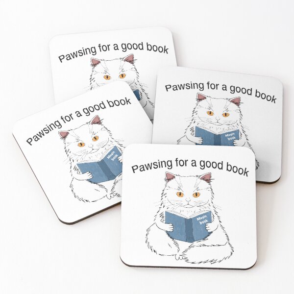 Item preview, Reading Cat Pun Cute Hand Drawn Illustration for Book Lovers designed and sold by LafinaArt.