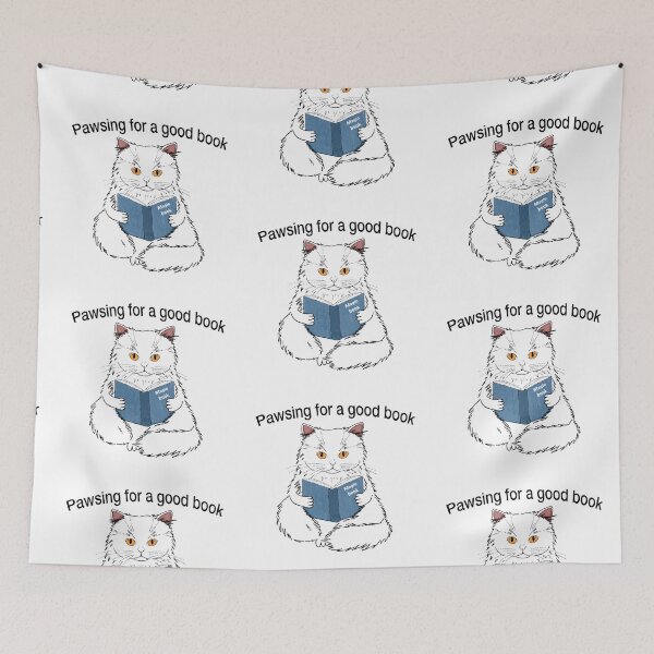 Item preview, Reading Cat Pun Cute Hand Drawn Illustration for Book Lovers designed and sold by LafinaArt.