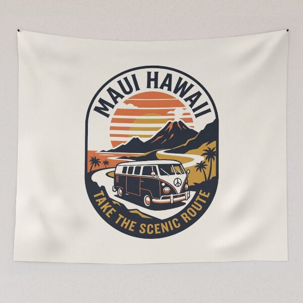 Item preview, Maui Beach Van - Road Trip Vintage Travel Emblem designed and sold by SplashTastic.