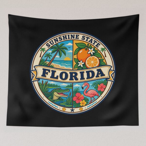 Item preview, Florida Vintage Tropical Beach State Travel Badge designed and sold by DreamLayerStudio.