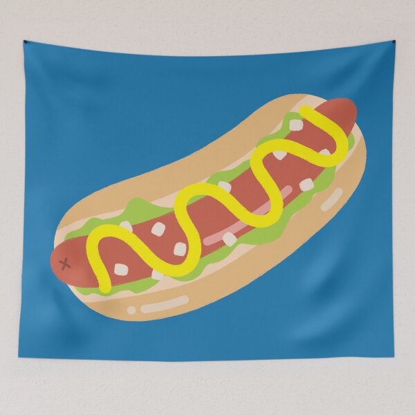 Item preview, Cute Hot Dog Cartoon Illustration with Mustard designed and sold by jeansauvage.