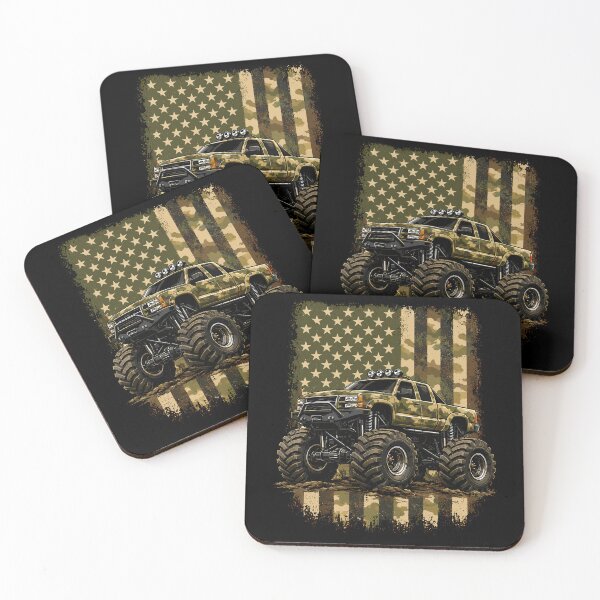 Item preview, Camo Monster Truck American Flag Of Road Mud Truck designed and sold by gordonbwyashop.