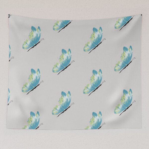 Item preview, Blue and Yellow Watercolor Butterfly Illustration Art designed and sold by LafinaArt.
