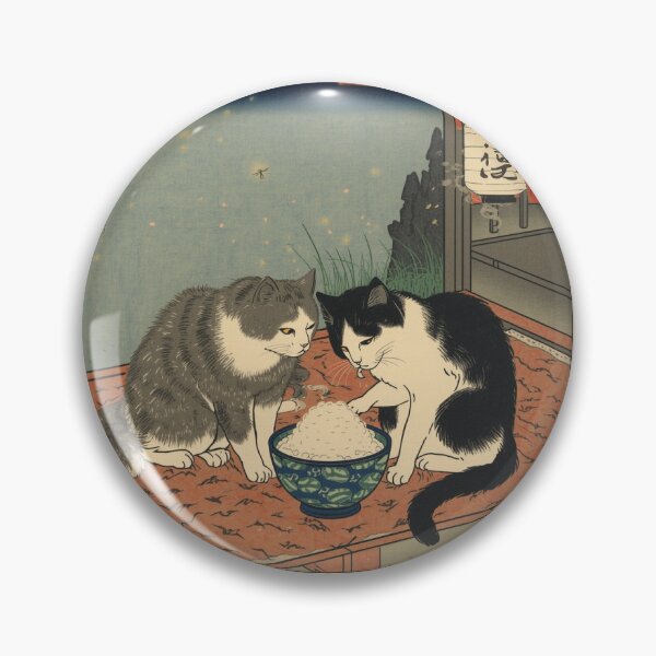Item preview, Two Cats Sharing Kakigori – Traditional Japanese Woodblock Print Style Art designed and sold by derideriworks.