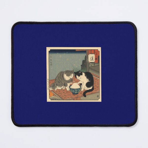 Item preview, Two Cats Sharing Kakigori – Traditional Japanese Woodblock Print Style Art designed and sold by derideriworks.