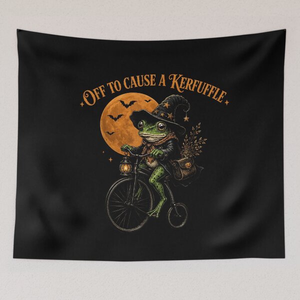 Item preview, Off to Cause a Kerfuffle Frog Witch Bicycle Halloween designed and sold by VioletNance.