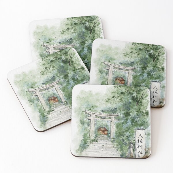 Item preview, Japanese Shrine Gate Torii Gate Watercolor Landscape Art designed and sold by LafinaArt.