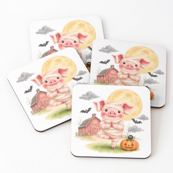 Item preview, Halloween Tree Pose Mummy Pig designed and sold by YogiAnimalArt.