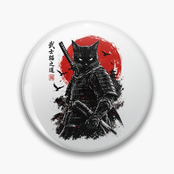 Item preview, Samurai Cat Warrior Japanese Ninja Funny Cat Art designed and sold by gordonbwyashop.