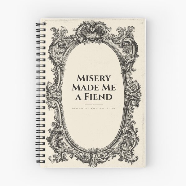 Item preview, Misery Made Me a Fiend — Frankenstein Quote Ornate Baroque Frame Print designed and sold by Drunken Authority.