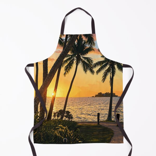 Item preview, Fiji Tropical Sunset Cartoon Print — Golden Hour Beach Illustration, South Pacific Island Art designed and sold by IsleAmore.